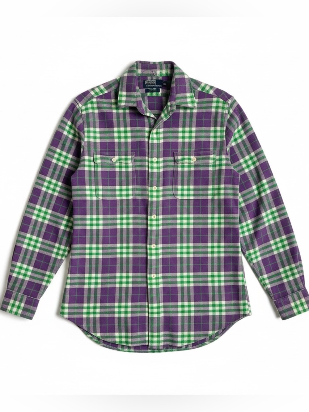 Polo Ralph Lauren Classic Fit Purple/Green Plaid Flannel Long Sleeve Shirt